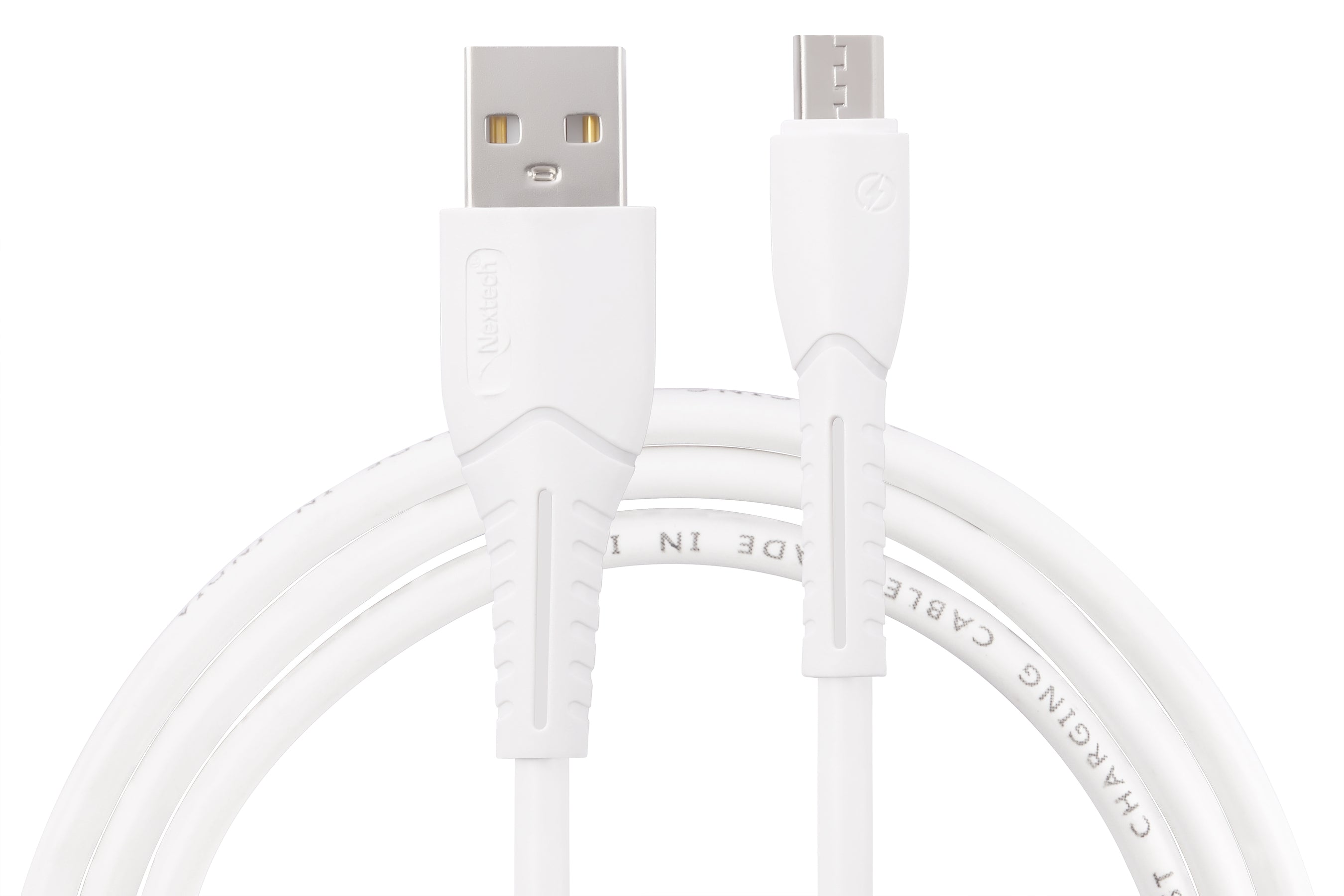 Nextech Fast Sync & Charge Micro USB Cable|2.4A High-Speed Charging & Data Transfer|Flexible & Durable Design|Compatible with All Micro USB Smartphones|1M Cable for Android,Tablets & More,White