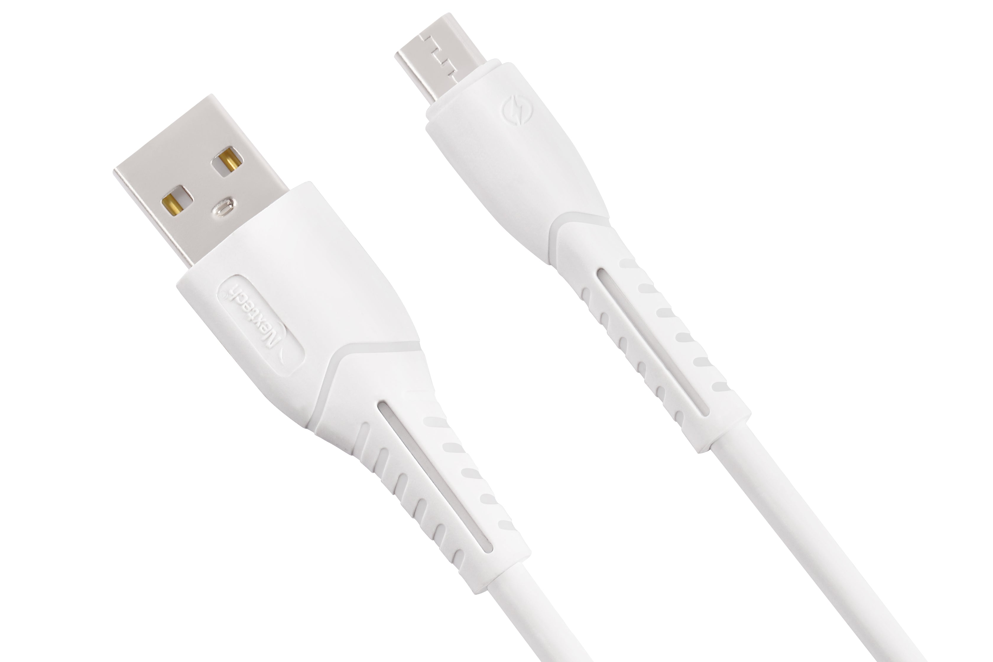 Nextech Fast Sync & Charge Micro USB Cable|2.4A High-Speed Charging & Data Transfer|Flexible & Durable Design|Compatible with All Micro USB Smartphones|1M Cable for Android,Tablets & More,White