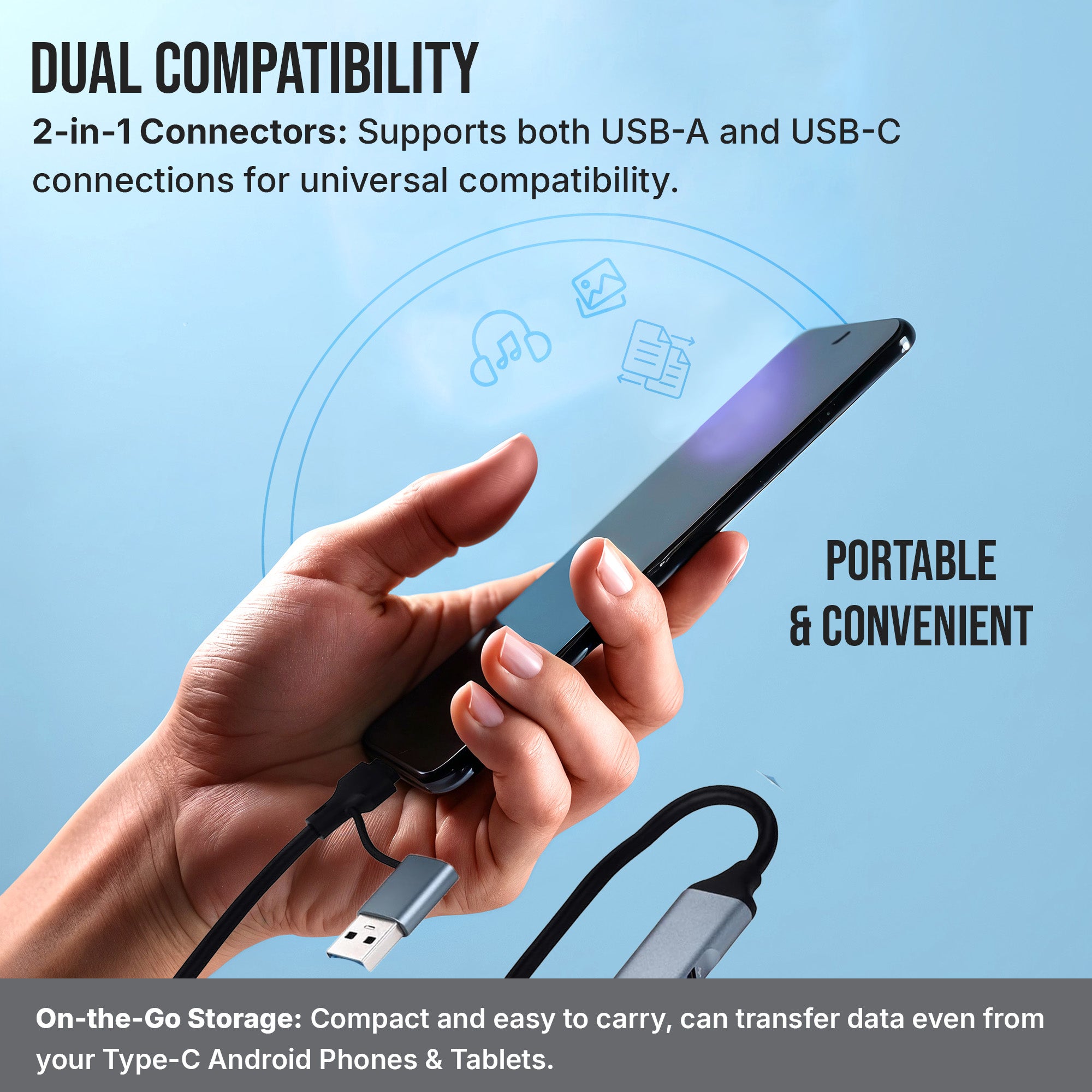 Nextech 5-in-2 USB-C & USB 3.0 Card Reader Hub – SD/MicroSD Card Reader + 3 USB Ports, USB-C Adapter for Laptop, MacBook, PC, Smartphone, and Tablet