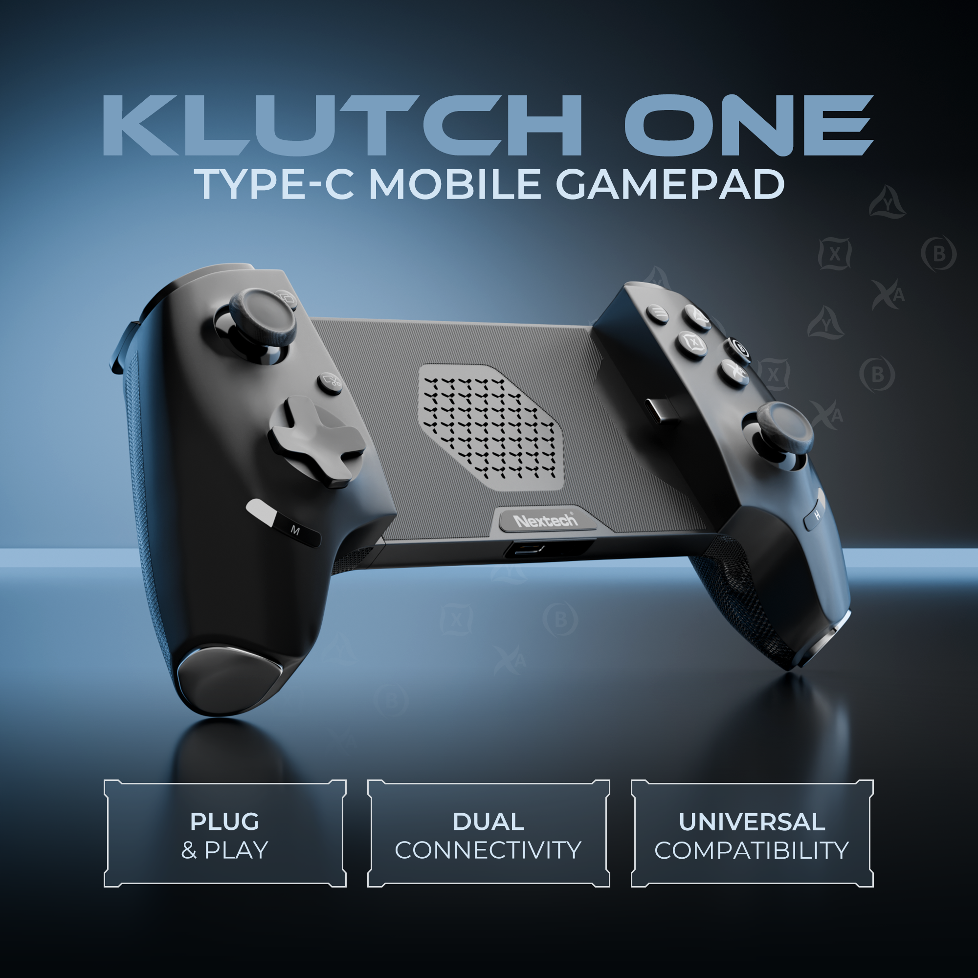 Nextech Klutch One Gamepad with iPhone 15 & Above/Android, XBOX, HID & Keymap Modes | Type C & Bluetooth Connectivity | Gaming Controller for Mobile, PC,Console | Mobile Gamepad & Mobile Controller