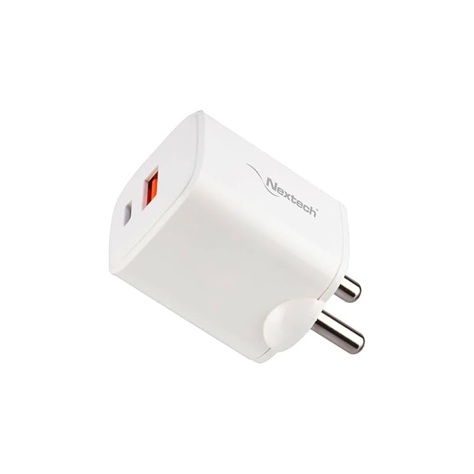 Nextech 35W Dual Port PDQC3.0 GaN, BIS Certified, Made in India Fast Charger & Adapter | Compatible with All Android & Smartphones, iPhones, iPads, Tablets | Fast Charger Type C | Universal Charger