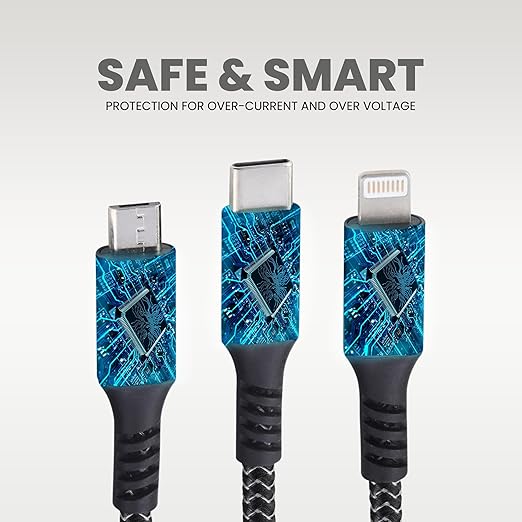 Nextech 3 in 1 Charging USB Cable | Dual Type C & Lightning | Fast Charging for iPhone, iPad, Samsung, OnePlus, Mi, Oppo, Vivo, Xiaomi | Durable, High-Speed Type C Cable Fast Charging, 1.2M