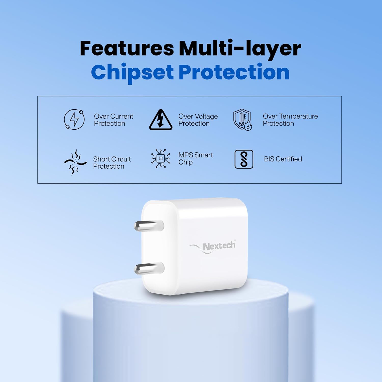 Nextech 20W Type-C PD Wall Charger with 18W Type C to 8-Pin Fast Sync & Charge 1.5M Cable | Fast Charger TypeC | High-Speed Charging Adapter | Compact & Travel Friendly | Compatible with All iPhone