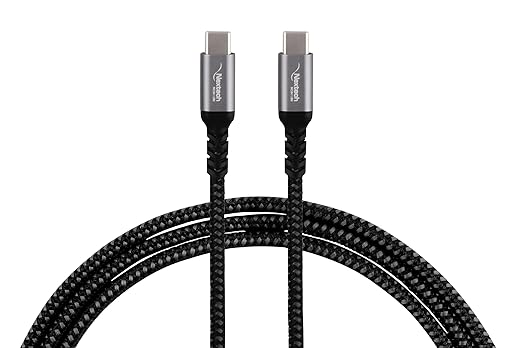 Nextech 100W USB 3.2 Gen 2 Video Type-C To Type-C Cable|Fast Charging Braided Cable|10Gbps Data Sync|Supports DP Alt Mode For 4K Video Output|Compatible With Smartphones,Laptops & More,1.8M,Black