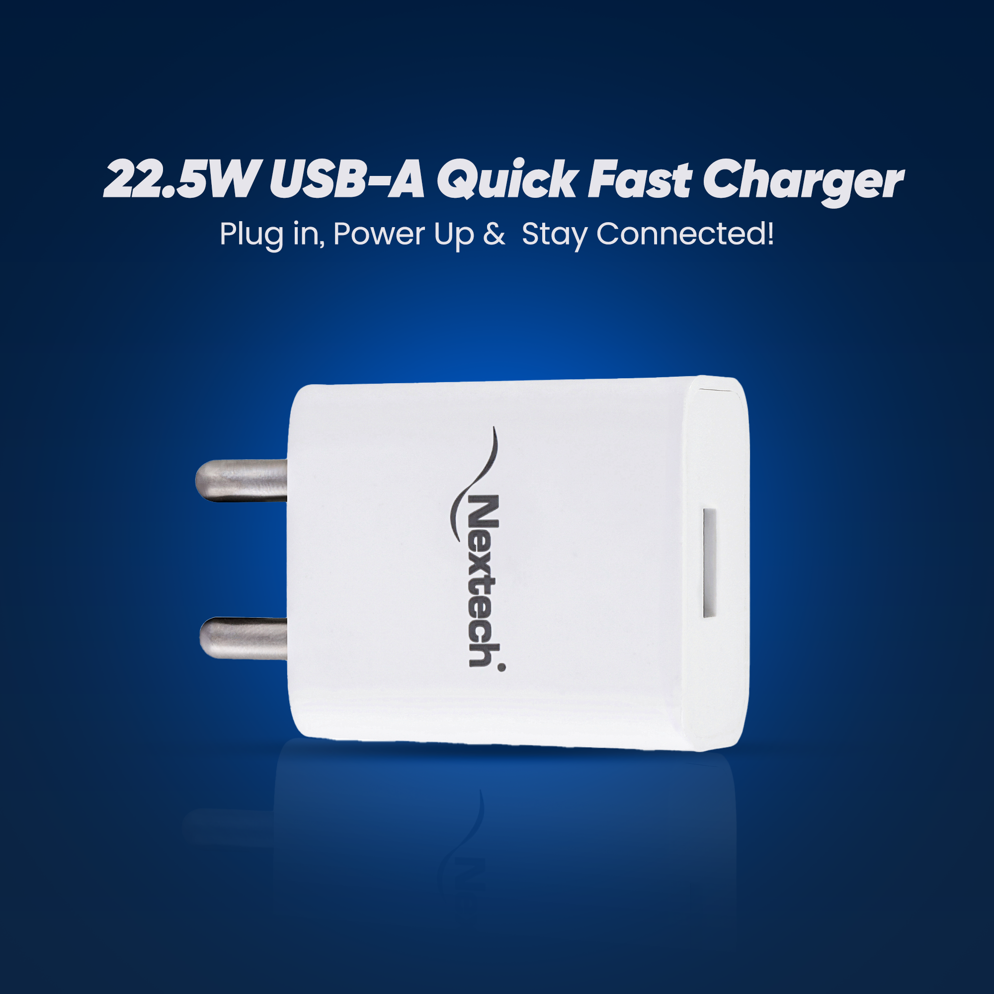 Nextech 22.5W QC3.0 Fast Charging Adapter | Universal Charger | Mobile Charger Adapter | Type C Fast Charging | Power Adapter for Samsung, Apple 20W, BC1.2 (Glossy White)