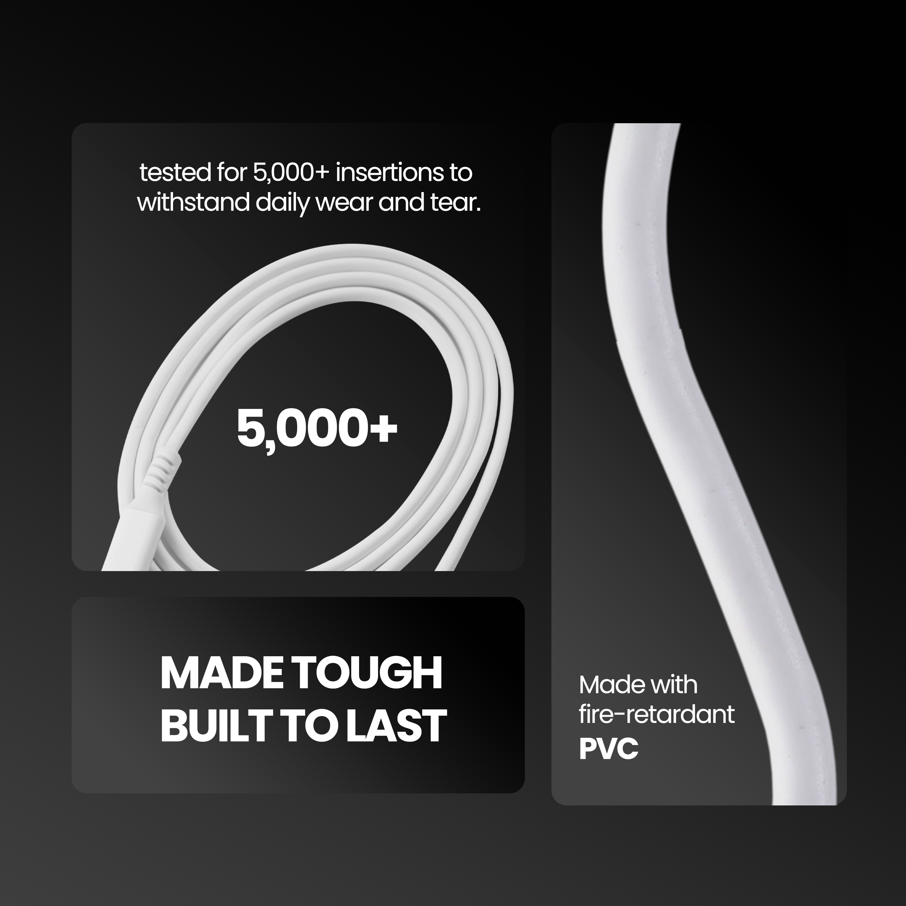 Nextech Braided Type C Cable | 3A Fast Charging for Smartphones, Tablets & Other Type C Devices | 480Mbps Data Sync | 1M USB Type C Cable | Durable, 5K Insertions-Tested, Black