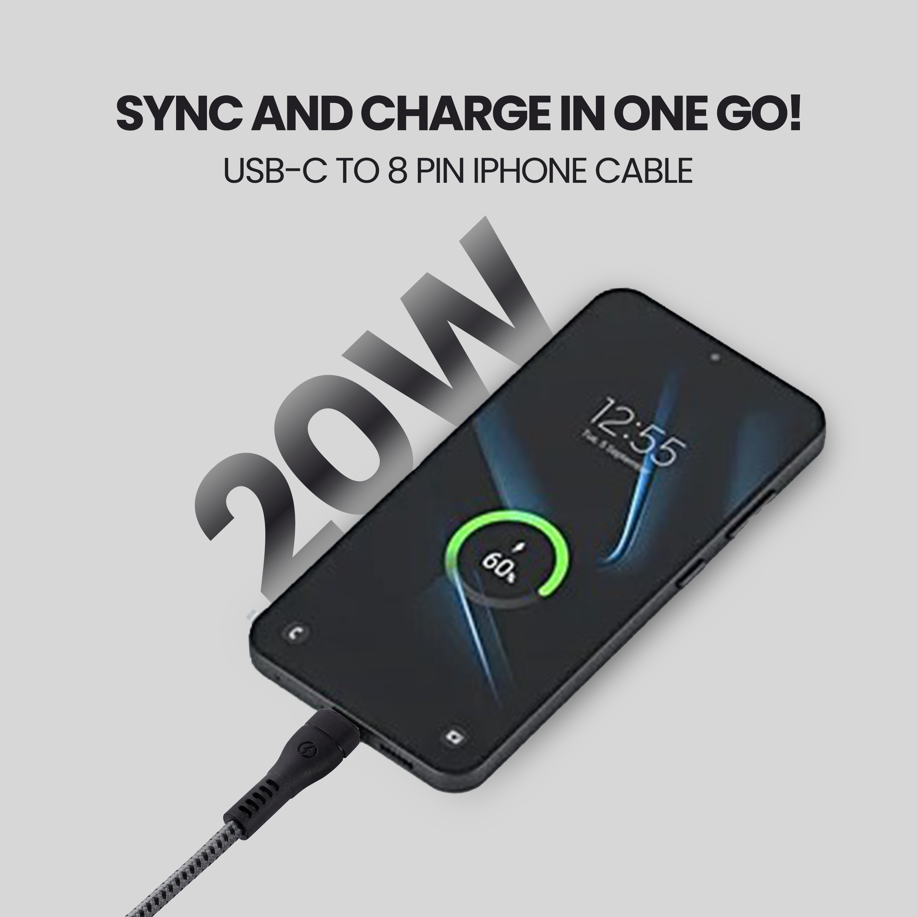 Nextech 20W USB-C to 8 Pin Fast Sync & Charge Cable | USB C to Lightning Cable 1.2M | iPhone Fast Charger Cable for iPhone 14/13/12/12 Pro Max/iPad & More