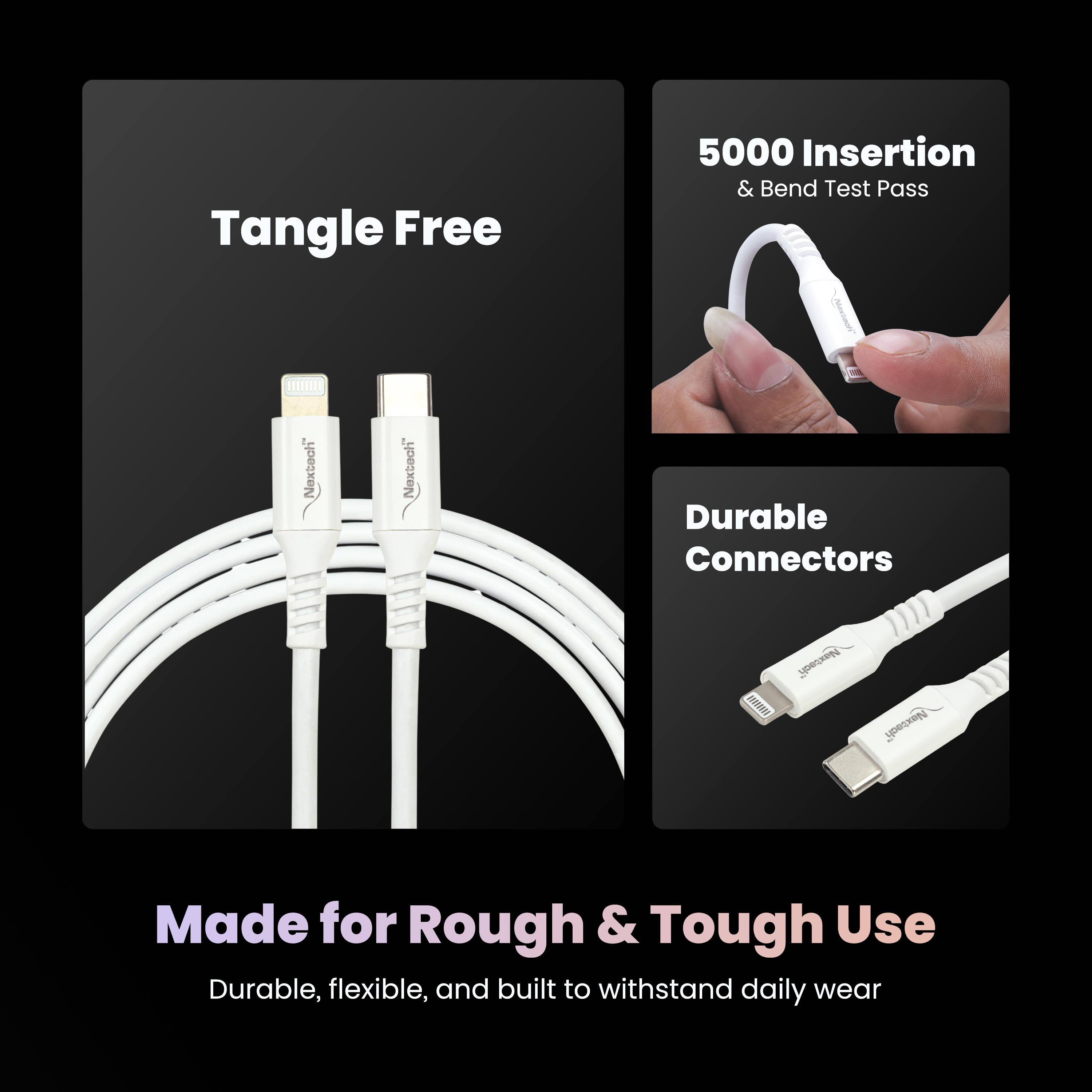 Nextech 20W USB-C to 8 Pin Fast Sync & Charge Cable | USB C to Lightning Cable 1.2M | iPhone Fast Charger Cable for iPhone 14/13/12/12 Pro Max/iPad & More