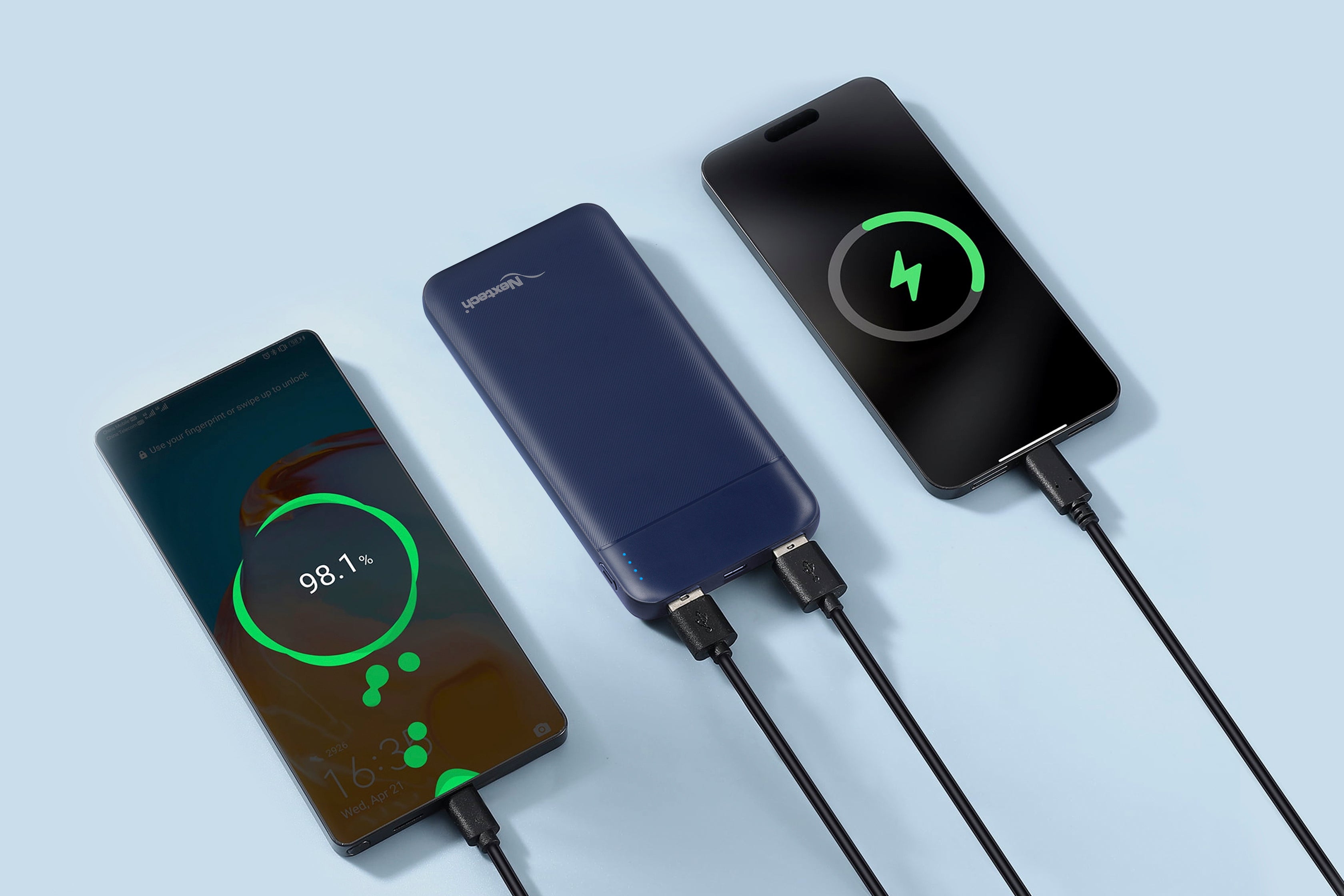 Nextech Slender PDQC 22.5W | 10000mAh | Made in India | Fast Charging | Ultra Slim Power Bank | Type-C PD & QC 3.0 USB Output | Compatible with Smartphones, iPhone, Android | Charcoal Black