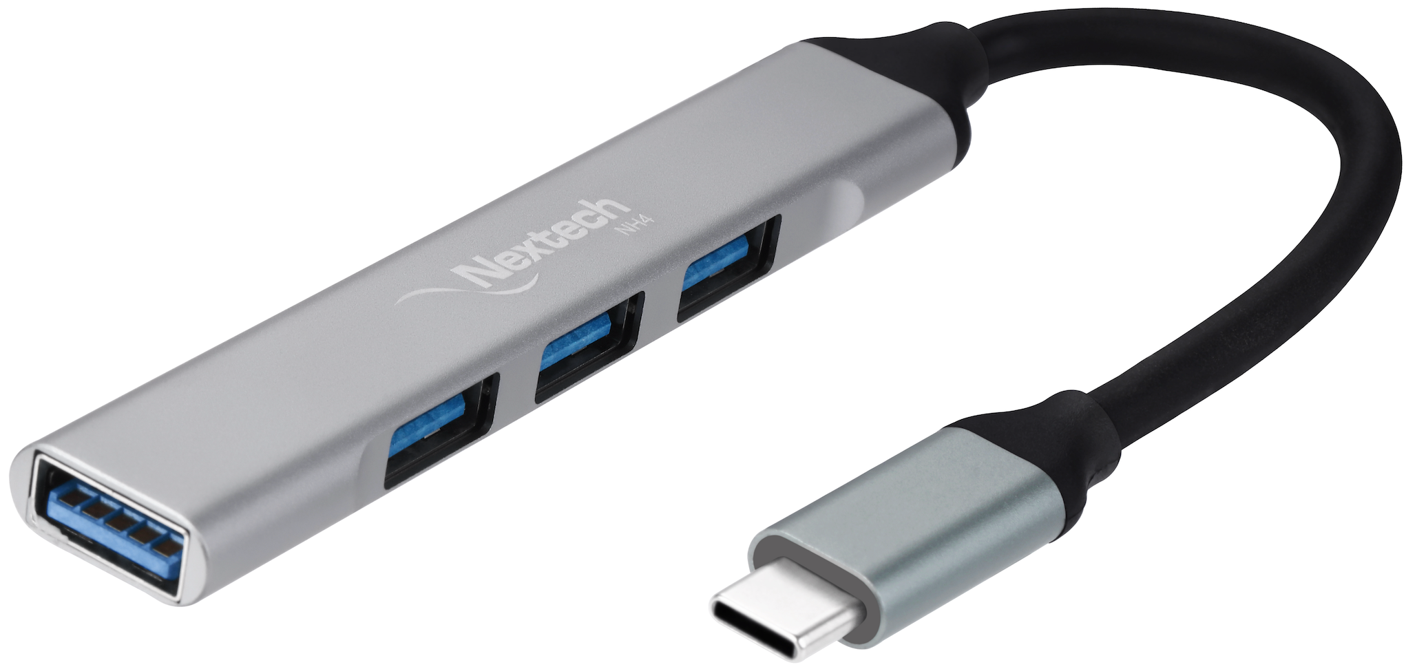 Nextech 4-in-1 USB-C to USB-A Hub – USB 3.0 & 3 USB 2.0 Ports, Laptop Docking Station, USB-C Hub for MacBook, PC, USB Hub Adapter for Data Transfer & Connectivity